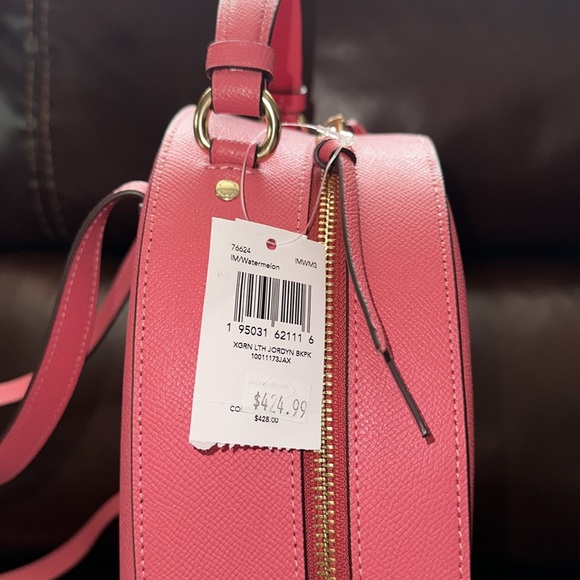 SOLD🔥🔥🔥NEW Coach Watermelon Pink Leather Jordyn Backpack - Picture 5 of 12